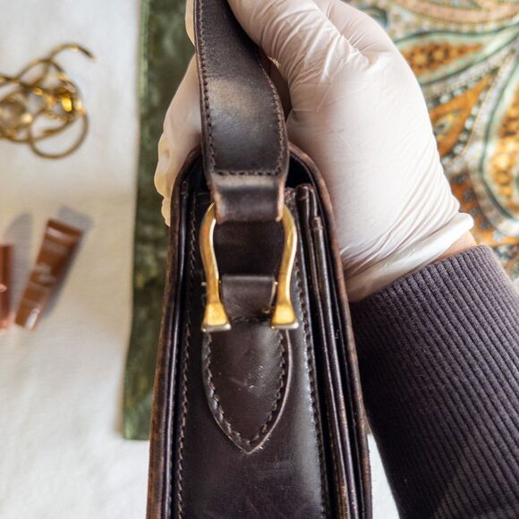 Vintage GUCCI ITALY 1970's Suede & Leather Horse-Bit Purse - Picture 7 of 9